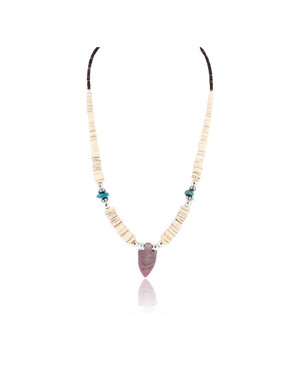 Certified Authentic Navajo .925 Sterling Silver Graduated Melon Shell and Turquoise Native American Necklace 371024277295