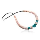 Navajo .925 Sterling Silver Graduated Melon Shell and Turquoise Native American Necklace 390645813562