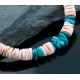Certified Authentic Navajo .925 Sterling Silver Graduated Melon Shell and Turquoise Native American Necklace 390645813562