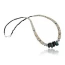 Navajo .925 Sterling Silver Graduated Melon Shell and Turquoise Native American Necklace 390678635654