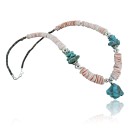 Certified Authentic Navajo .925 Sterling Silver Graduated Melon Shell and Turquoise Native American Necklace 390683545603