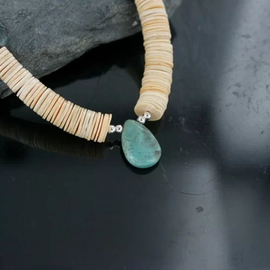 Navajo .925 Sterling Silver Graduated Melon Shell and Turquoise Native American Necklace 390683845051 Navajo .925 Sterling Silver Graduated Melon Shell and Turquoise Native American Necklace 390683845051