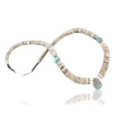 Certified Authentic Navajo .925 Sterling Silver Graduated Melon Shell and Turquoise Native American Necklace 390688226095