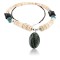 Navajo .925 Sterling Silver Graduated Melon Shell and Turquoise ONYX Native American Necklace 750109-2