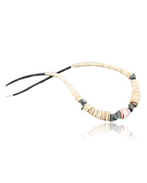 Certified Authentic Navajo .925 Sterling Silver Graduated Melon Shell and Turquoise Spiny Native American Necklace 370979649648