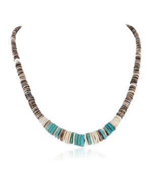 Certified Authentic Navajo .925 Sterling Silver Graduated Melon Shell Native American Necklace 15917-0