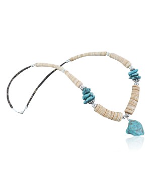 Certified Authentic Navajo .925 Sterling Silver Graduated Melon Shell Native American Necklace 390682181724