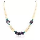 Navajo Sterling Silver Graduated Melon Shell Turquoise and Amethyst Necklace 25249-2