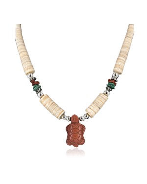 Certified Authentic Navajo .925 Sterling Silver Graduated Melon Shell Turquoise Gold Stone Native American Necklace 750143
