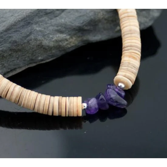 Navajo .925 Sterling Silver Graduated Spiny and Amethyst Native American Necklace 750100-51 Navajo .925 Sterling Silver Graduated Spiny and Amethyst Native American Necklace 750100-51