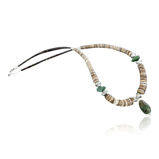 Certified Authentic Navajo .925 Sterling Silver Graduated Spiny and Turquoise Native American Necklace 15213-2
