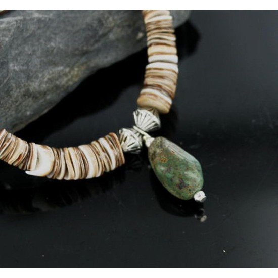 Certified Authentic Navajo .925 Sterling Silver Graduated Spiny and Turquoise Native American Necklace 15213-2