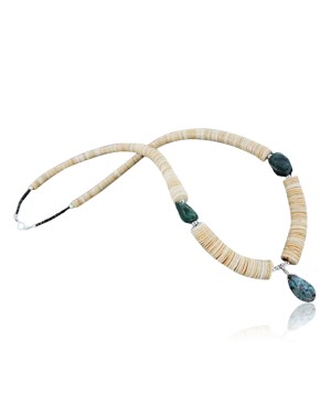 Certified Authentic Navajo .925 Sterling Silver Graduated Spiny and Turquoise Native American Necklace 18101-19