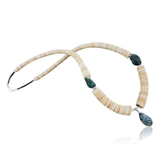 Certified Authentic Navajo .925 Sterling Silver Graduated Spiny and Turquoise Native American Necklace 18101-19