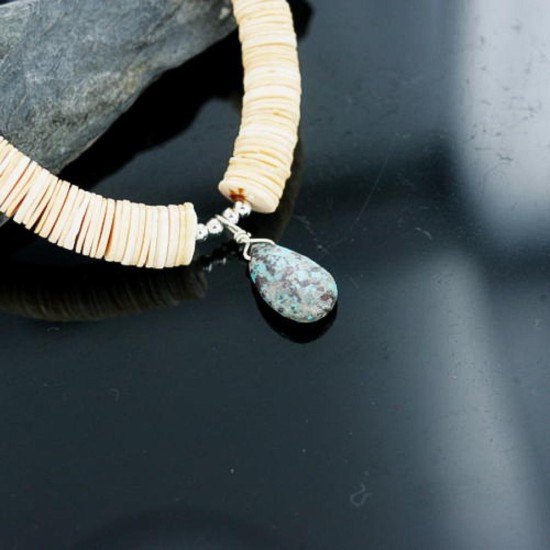 Certified Authentic Navajo .925 Sterling Silver Graduated Spiny and Turquoise Native American Necklace 18101-19