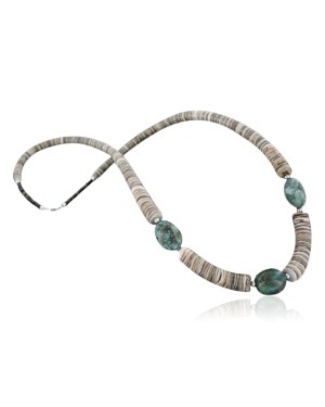 Certified Authentic Navajo .925 Sterling Silver Graduated Spiny and Turquoise Native American Necklace 370922402394