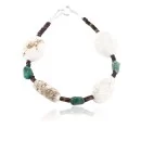Navajo .925 Sterling Silver GREEN WHITE Turquoise Native American Bracelet 371011552656