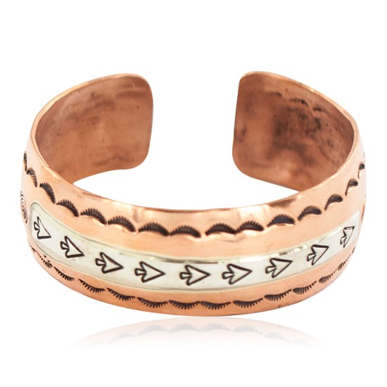 Certified Authentic Navajo .925 Sterling Silver Handmade Arrow head Feather Maze Native American Pure Copper Bracelet 13097-16 Certified Authentic Navajo .925 Sterling Silver Handmade Arrow head Feather Maze Native American Pure Copper Bracelet 13097-16