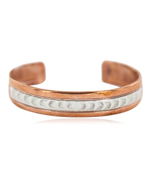 Certified Authentic Navajo .925 Sterling Silver Handmade Bear paw Native American Pure Copper Bracelet 92014-4
