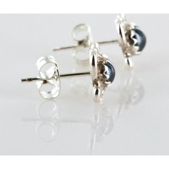Certified Authentic Navajo .925 Sterling Silver Hematite Stud Native American Earrings 371131181916