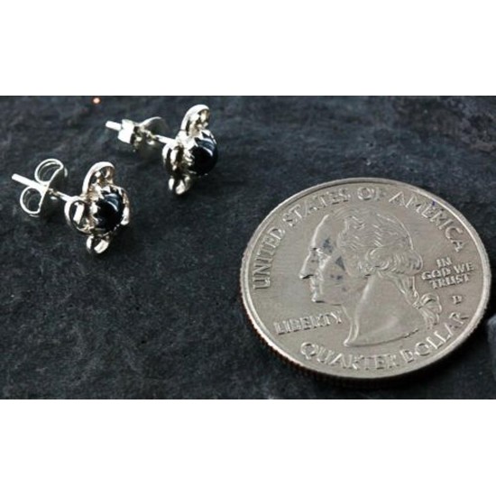 Certified Authentic Navajo .925 Sterling Silver Hematite Stud Native American Earrings 371131181916