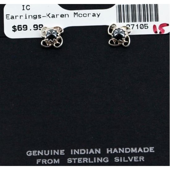 Certified Authentic Navajo .925 Sterling Silver Hematite Stud Native American Earrings 371131181916
