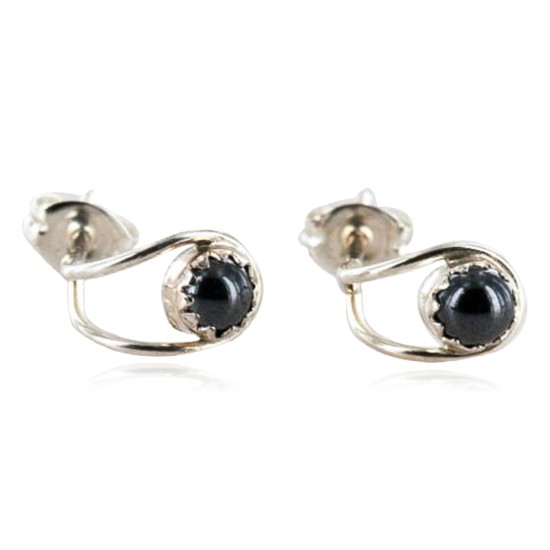 Certified Authentic Navajo .925 Sterling Silver Hematite Stud Native American Earrings 390910913394