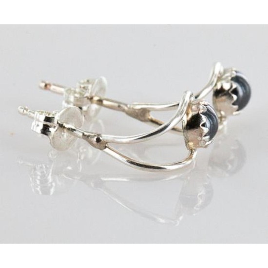 Certified Authentic Navajo .925 Sterling Silver Hematite Stud Native American Earrings 390910913394
