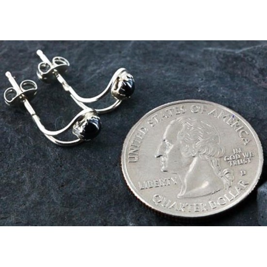 Certified Authentic Navajo .925 Sterling Silver Hematite Stud Native American Earrings 390910913394