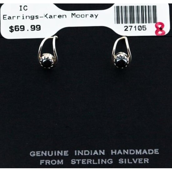 Certified Authentic Navajo .925 Sterling Silver Hematite Stud Native American Earrings 390910913394