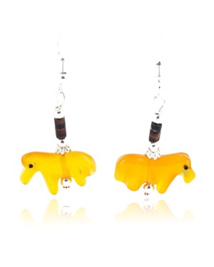 Certified Authentic Navajo .925 Sterling Silver Hooks AMBER HEISHI Native American Earrings 371019747338