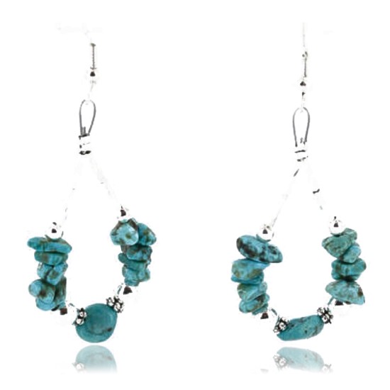 Certified Authentic Navajo .925 Sterling Silver Hooks and Turquoise Native American Earrings 371041109620