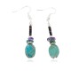Certified Authentic Navajo .925 Sterling Silver Hooks Dangle Natural Turquoise Amethyst Native American Earrings 18106-16