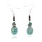 Certified Authentic Navajo .925 Sterling Silver Hooks Dangle Natural Turquoise Hematite Native American Earrings 18106-6