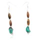 Certified Authentic Navajo .925 Sterling Silver Hooks Dangle Natural Turquoise Tigers Eye Native American Earrings 18127