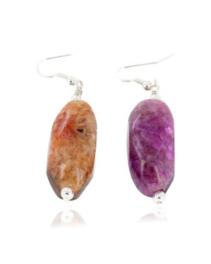 Certified Authentic Navajo .925 Sterling Silver Hooks Dyed Agate Dangle Native American Earrings 18119-2