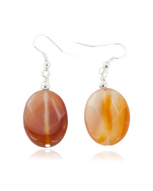 Certified Authentic Navajo .925 Sterling Silver Hooks Natural Carnelian Dangle Native American Earrings 18121-5