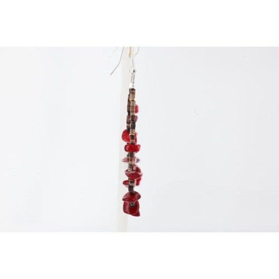 Certified Authentic Navajo .925 Sterling Silver Hooks Natural Coral Heishi Native American Earrings 390753975737