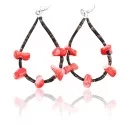 Navajo .925 Sterling Silver Hooks Natural ORANGE CORAL HOOP Native American Earrings 371014390902