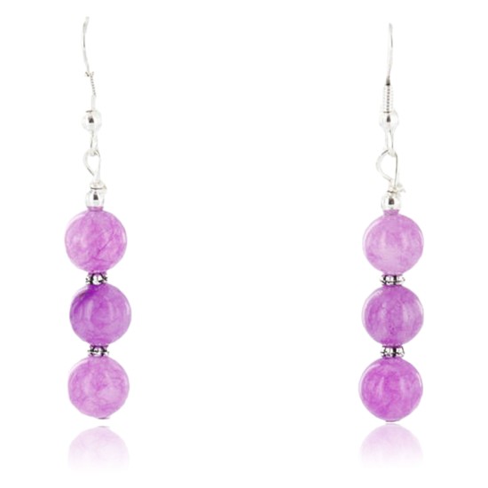 Certified Authentic Navajo .925 Sterling Silver Hooks Natural Purple Agate Native American Earrings 390758056775