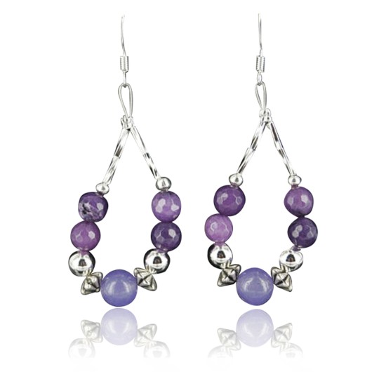 Certified Authentic Navajo .925 Sterling Silver Hooks Natural Sugilite Native American Earrings 370962554849