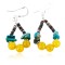 Certified Authentic Navajo .925 Sterling Silver Hooks Natural Turquoise Agate Heishi HOOP Native American Earrings 18081-1