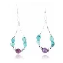 Navajo Sterling Silver Turquoise Agate Hook Earrings 18030-5