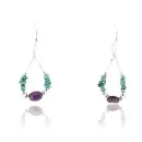 Navajo .925 Sterling Silver Hooks Natural Turquoise Amethyst Native American Earrings 371057556188