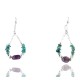 Certified Authentic Navajo .925 Sterling Silver Hooks Natural Turquoise Amethyst Native American Earrings 390828658048