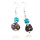 Certified Authentic Navajo .925 Sterling Silver Hooks Natural Turquoise and JASPER Native American Earrings 18083-2