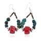 Certified Authentic Navajo .925 Sterling Silver Hooks Natural Turquoise CORAL Native American Earrings  18102-2