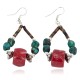 Certified Authentic Navajo .925 Sterling Silver Hooks Natural Turquoise CORAL Native American Earrings  18102-4