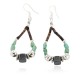 Certified Authentic Navajo .925 Sterling Silver Hooks Natural Turquoise Hematite Heishi Hoop Native American Dangle Earrings 18263-39