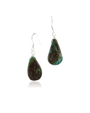 Certified Authentic Navajo .925 Sterling Silver Hooks Natural Turquoise Native American Earrings 18063